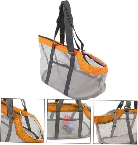 Mobestech Lightweight Breathable Mesh Pet Travel Carrier Bag with Safety Hook Nylon Handheld Dog Cat Handbag for Hiking Camping Walking Large Orange Tote for Pets Up in Kuwait