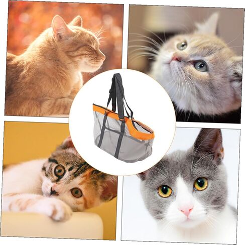 Mobestech Lightweight Breathable Mesh Pet Travel Carrier Bag with Safety Hook Nylon Handheld Dog Cat Handbag for Hiking Camping Walking Large Orange Tote for Pets Up in Kuwait