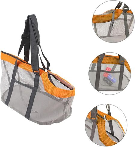 Mobestech Lightweight Breathable Mesh Pet Travel Carrier Bag with Safety Hook Nylon Handheld Dog Cat Handbag for Hiking Camping Walking Large Orange Tote for Pets Up in Kuwait