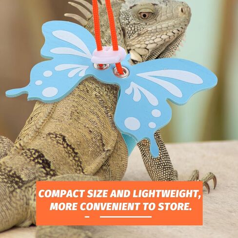 Adjustable Blue Reptile Harness Leash Set with Butterfly Shape, Outdoor Gecko Traction Rope for Bearded Dragon and Reptile Walking in Kuwait