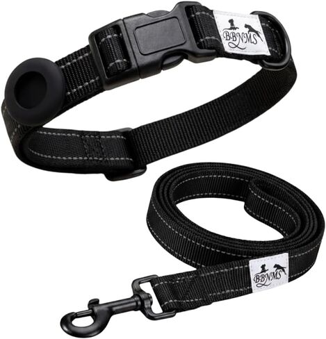 Reflective Nylon Dog Collar with AirTag Holder and Matching Leash– Adjustable, Durable & Comfortable for Small, Medium, and Large Dogs (Small) in Kuwait