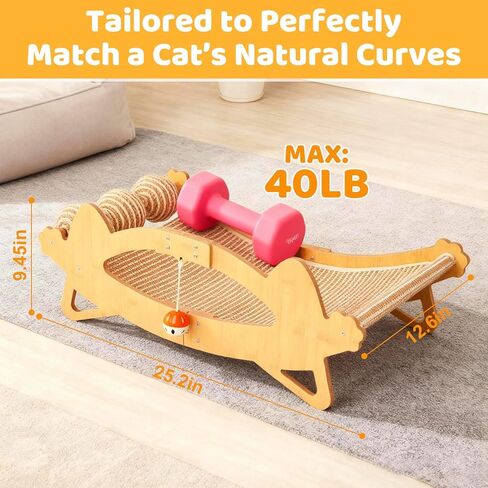 TIMIEEYA Cat Scratcher Bed, 3-in-1 Cat Scratching Pad with Hammock & Ball, Natural Sisal with Solid Wood Frame Cat Scratch Post for Indoor Cats Lounger & Sleep & Scratch in Kuwait