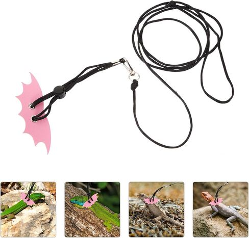 Cabilock Adjustable Wear-Resistant Small Reptile Harness and Leash Set Outdoor Walking Rope for Small Pets (Pink) in Kuwait