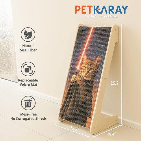 PETKARAY Art Cat Scratcher, 25.2" Sisal Scratching Ramp, L Shaped Scratch Pad for Indoor Cats, Oil Painting Cat Scratching Post in Saudi Arabia