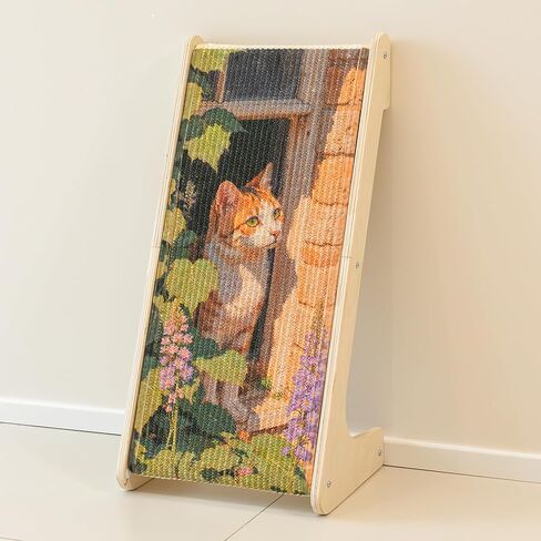 PETKARAY Art Cat Scratcher, 25.2" Sisal Scratching Ramp, L Shaped Scratch Pad for Indoor Cats, Oil Painting Cat Scratching Post in Saudi Arabia