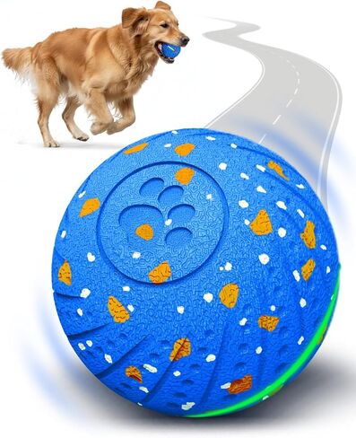 Interactive Dog Toy Balls, E-TPU Automatic Rolling & Bouncing Dog Balls with Lights, Type-C Rechargeable IPX7 Waterproof Dogs Ball, Great Gift for Medium & Large Dogs in Kuwait