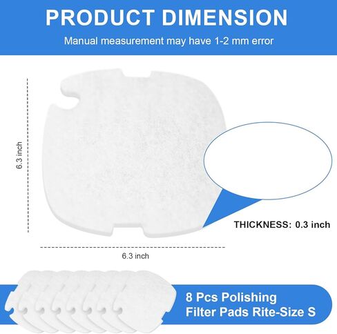 Polishing Filter Pads Replacement for Marineland Aquarium Filters, Fish Tank Filter Pad Compatible with Marineland C-Serie C-60/C-130 and Marineland Magniflow Filter Cartridge, 8 Pcs Rite-Size S in Kuwait