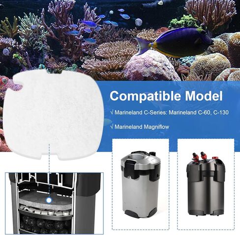 Polishing Filter Pads Replacement for Marineland Aquarium Filters, Fish Tank Filter Pad Compatible with Marineland C-Serie C-60/C-130 and Marineland Magniflow Filter Cartridge, 8 Pcs Rite-Size S in Kuwait
