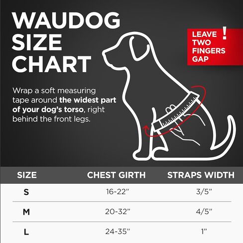 حزام WAUDOG المقاوم للماء - قابل للتعديل للكلاب الكبيرة والمتوسطة والصغيرة - مشبك معدني متين، علامة QR للكلاب - أحمر (16-22 بوصة) in Kuwait