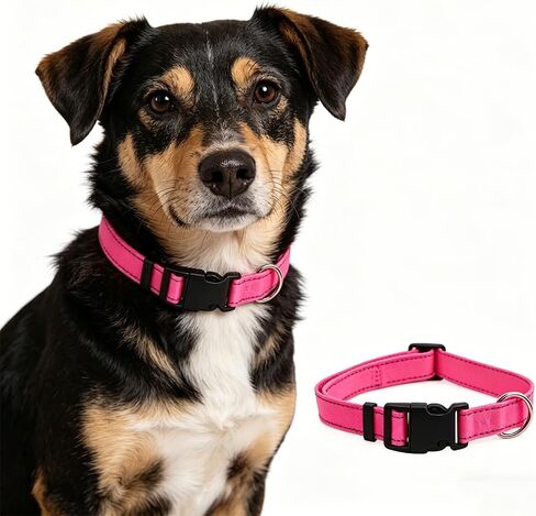 Reflective Nylon Dog Collar, Adjustable Pet Collar for Small Medium Large Dogs in Kuwait