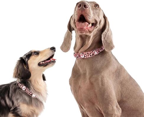 طوق كلب كريستال K9 فاخر - جلد من الألياف الدقيقة مقاوم للماء ومقاوم للاهتراء مع أحجار الراين المرصعة يدويًا، مشبك معدني متين، طوق بلينغ قابل للتعديل للكلاب الصغيرة والمتوسطة والكبيرة (الفهد الوردي، L) in Kuwait