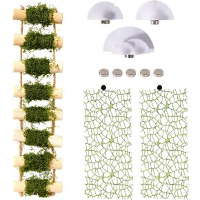 6Pcs Jumping Spider Climbing Accessories Set, 1 Wooden Rope Bridge, 3 Mushroom Platform, 2 Climbing Net Decoration in Kuwait