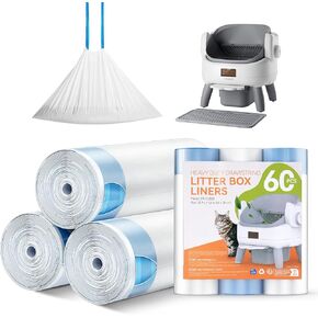 Thereye Cat Litter Box Liner - 60PCS Heavy Duty Drawstring Trash Bags for Thereye ER-SC08 Automatic Self-Cleaning Boxes, Extra Thick Leakproof, 3 Rolls (20 Bags/Roll) in Saudi Arabia