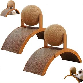 خدش تفاعلي للقطط، تصميم عمود خدش للقطط مع كرات جسر مقوسة - لوح خدش للقطط أنيق، كرة خدش سيزال طبيعية، عمود خدش ممتع وجذاب للتمرين in Kuwait