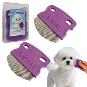 2 Pack Professional Pets Eye Combs,Pets Grooming Comb Kit,Stainless Steel Tear Stain Remover for Cats & Dogs,Flea Lice Comb,Gentle Curved Comb Teeth,Precisely Removes Stains (2pcs eye combs) in Kuwait