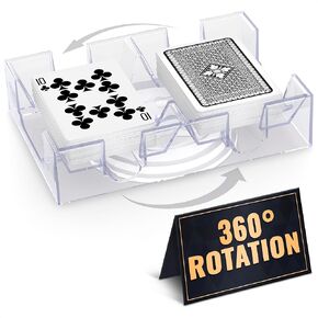 Card Holders for Playing Cards - 360° Dual Deck Revolving Card Holder Stand Phase 10 Card Game Holder Uno Card Game Plastic Tray - Clear Card Holder for Poker Tables Playing Card Holders for Adults in Kuwait