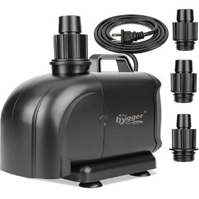hygger 2-in-11850GPH Submersible Pump 135W, Side and Bottom Suction Fountain Water Pump with 16.4ft High Lift,Water Change with 4 Interchangeable Nozzles for Aquarium, Fish Tank, Hydroponics,Pond in Kuwait
