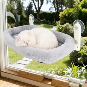 Foldable Cat Window Perch,Inside Window Hammock for Cats with 4 Strong Suction Cups,Sturdy Metal Frame and Washable Soft Cover,Indoor Cat Bed - M in Saudi Arabia