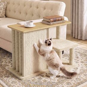 واقي أريكة Homegroove Cat مع طاولة جانبية، طاولة نهاية أريكة متعددة الوظائف مقاس 35.6 بوصة مع أعمدة خدش من السيزال ووسادة خدش، واقي أريكة كبير من مخالب القطط لغرفة المعيشة (يسار) in Kuwait