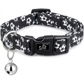 World Cup Dog Collar, Soccer Print Dog Collars for Puppy Small Medium Large Dogs with Bell for Female/Male Girl/Boy Dogs (Black, XS: Fit 8-13" Neck Girth) in Saudi Arabia