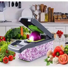 MASTERPREP™ Vegetable Chopper Mandoline Slicer, 15-in-1 Food Dicer with Container, Interchangeable Stainless Steel Blades for Dicing, Slicing, Shredding in Kuwait