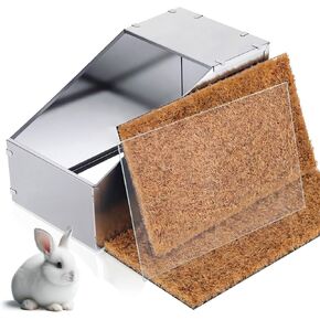 Maxcheck Galvanized Metal Rabbit Nesting Box, 18.5*10.6*10 in with 2 Pcs Grass Mats, Bunny Small Animal Nest with Removable Acrylic Floor for Breeding, Durable, Easy to Clean for Indoor/Outdoor Use in Kuwait