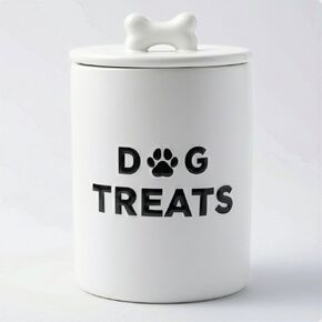 Dog Treat Container Airtight - 4.3 Inch Wide x 6.6 Inch Tall Ceramic Dog Treat Jar for Kitchen Counter - Airtight Ceramic Lid - 4 Cup Capacity Pet Treats Container - Doggie Cookie Jar Treats Canister in Kuwait