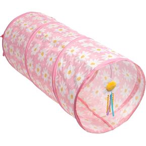 Catstages Tunnel Toy for Indoor Cats, Collapsible Hide & Play Tube with Plush Catnip Toy, Pink Daisy, 28" in Kuwait