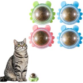 Catnip Ball 4-Pack 360° Self-Rotating Cat Toy for Wall or Floor Mount – Interactive Licking & Chewing Roller for Indoor Play Enrichment and Daily Activi in Kuwait