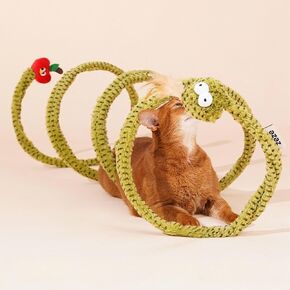 ZEZE Forest Snake Spiral Cat Tunnel Toy with Catnip, Bell & Hanging Teasers, Foldable Interactive Plush Tunnel for Indoor Cats in Kuwait