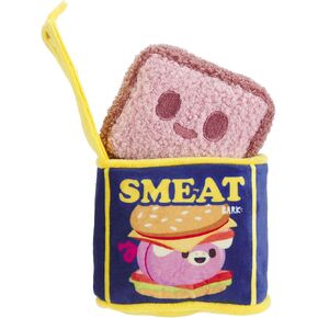 Barkbox Canned Smeat Dog Toy | 2-in-1 Plush Set with 2 Squeakers & Crinkle | Multi-Part Squeak Toy for Extra Small to Small Dogs in Kuwait