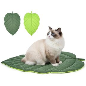 Supet Leaf Shaped Cat Bed Pad, 28 x 19 Inch Cooling Indoor Pet Mat for Year-Round Comfort, Hair-Resistant Cozy Pad for Cats, 2026 Enlarged and Thickened Leaf Bed for Kitty, Small Dog, Green in Kuwait