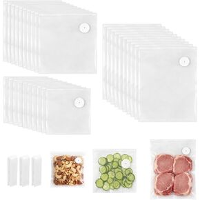 Vacuum Sealer Bags for Food with Air Valve, 30 Pack Reusable Vacuum Seal Bag With 3 Sealing Clips, Kitchen Storage Bags for Airtight Food Storage and Sous Vide Cooking in Kuwait