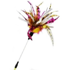 Kats'N Us 18 Inch Wand with Feathers and Mylar Crinkle Teaser Cat Toy - Pink, Hunting Instinct Play, Flexible Acrylic Handle, Interactive Exercise Attachment for Indoor Cats in Saudi Arabia