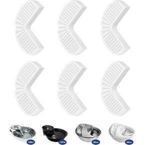 6 Pack L-Shaped Replacement Filters for Pioneer Big Max & Raindrop Cat & Dog Water Fountains, Stainless Steel & Ceramic Versions, Activated Carbon Filtration, Easy-to-Change, BPA-Free in Kuwait
