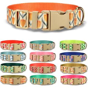 Dog Collars for Large Dogs Female Floral Pattern, Durable Plastic Quick Release Buckle Adjustable Nylon Cute Collar for Large Dogs Girl (Red, L) in Kuwait