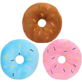 3 Pack Donut Dog Toy, Puppy Squeaky Toys for Dogs, Sturdy and Practical Chew Resistant Dog Toy Colorful Donut for Small and Medium Dogs in Kuwait