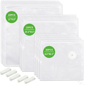 Reusable Vacuum Sealer Bags Variety Pack with Air Valve, BPA-Free Vacuum Zipper Bags for Food Storage, Sous Vide & Freezer, 45 Pack Reusable Vacuum Bags with 5 Clips in Saudi Arabia
