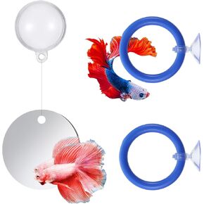 2Pcs Floating Feeding Ring Betta Mirror for Aquarium Betta Fish Tank Accessories Beta Fish Exercise Ring Set Fishes Feeding Rings for Tank Enrichment in Saudi Arabia
