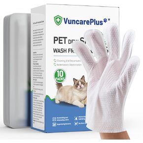 Pet Hydrosol SPA Glove Wipes, 10 Individually Wrapped Packs, No Rinse Dog & Cat Grooming Wipes, Deodorizing Waterless Pet Cleaning Gloves with Jojoba Oil & Olive Oil for Travel & Home in Kuwait