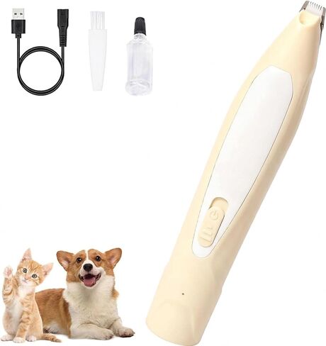 Dog Paw Trimmer, Anti-Clogging Cat Hair Trimmer for Grooming Paws Eyes Ears, Ultra-Quiet Pet Clippers with 3mm Comb & LED Light, Gentle Paw Pad Shaver (Yellow) in Kuwait