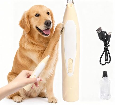Dog Paw Trimmer, Anti-Clogging Cat Hair Trimmer for Grooming Paws Eyes Ears, Ultra-Quiet Pet Clippers with 3mm Comb & LED Light, Gentle Paw Pad Shaver (Yellow) in Kuwait
