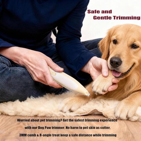 Dog Paw Trimmer, Anti-Clogging Cat Hair Trimmer for Grooming Paws Eyes Ears, Ultra-Quiet Pet Clippers with 3mm Comb & LED Light, Gentle Paw Pad Shaver (Yellow) in Kuwait