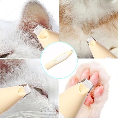 Dog Paw Trimmer, Anti-Clogging Cat Hair Trimmer for Grooming Paws Eyes Ears, Ultra-Quiet Pet Clippers with 3mm Comb & LED Light, Gentle Paw Pad Shaver (Yellow) in Kuwait