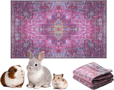 Lovewag Pets Reusable 2-Pack Small Animal Pet Bedding Mats - 16" x 24" Inch Hamster Bedding - Machine Washable Guinea Pig Cage Liners-Guinea Pigs,Rabbits & Ferrets Waterproof Pee Pad (Mystic Fuchsia) in Saudi Arabia