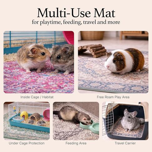 Lovewag Pets Reusable 2-Pack Small Animal Pet Bedding Mats - 16" x 24" Inch Hamster Bedding - Machine Washable Guinea Pig Cage Liners-Guinea Pigs,Rabbits & Ferrets Waterproof Pee Pad (Mystic Fuchsia) in Saudi Arabia