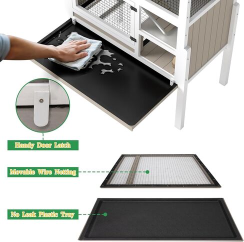 Guinea Pig Cage Indoor, 3-Tier Wooden Small Animal Habitat with Stand, Rabbit Hutch with Ramp, Removable Hammock & Hideout, Leak-Proof Pull-Out Tray for Guinea Pigs, Rabbits, Hamsters in Kuwait