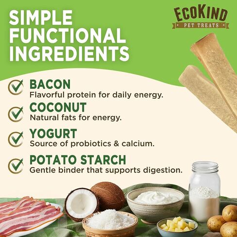 EcoKind زبادي يمضغ للكلاب – لحم الخنزير المقدد | علاجات الكلاب بالبروبيوتيك لصحة الجهاز الهضمي ودعم القناة الهضمية والعافية | خالي من اللاكتوز، خالي من الحبوب، علاج طبيعي للكلاب | لجميع السلالات | صنع في الولايات المتحدة الأمريكية | 25 مضغة in Kuwait