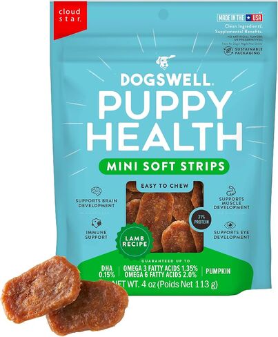 Dogswell Lifestage Puppy Treats شرائح صغيرة ناعمة من لحم الضأن، 4 أونصة in Kuwait