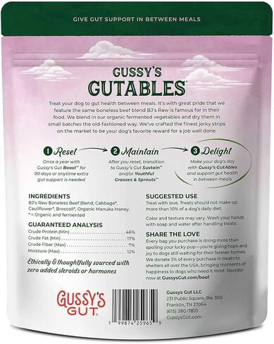 GUSSY'S GUT GutAbles Beef Treats & Fermented Prebiotic Treat for Dogs - Gut & Digestive Health - Human Grade Ingredients - Delight Phase in Kuwait